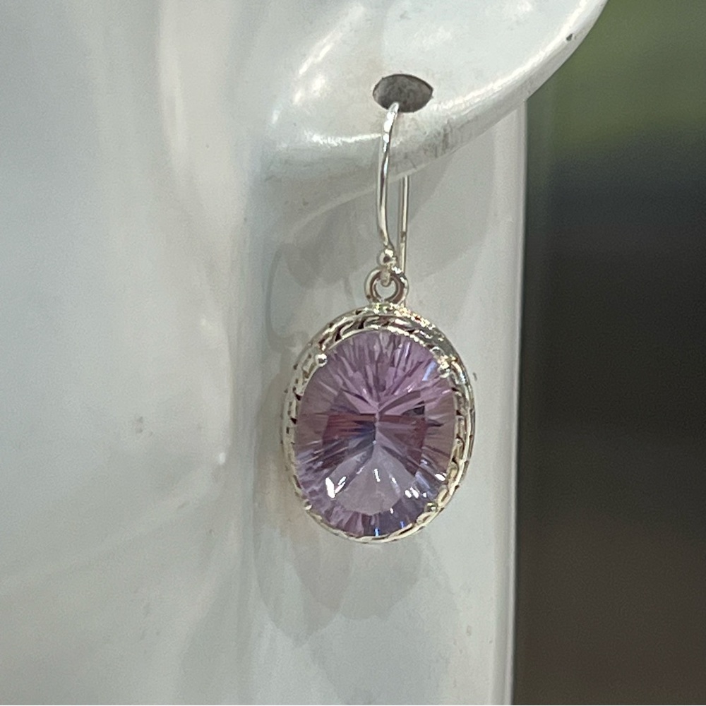 Rose de France Amethyst Sterling Silver Dangle Earrings - Picture 5 of 8